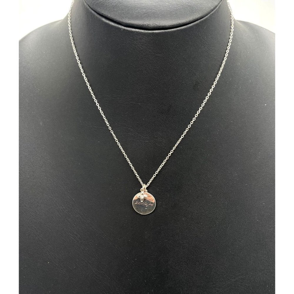 Vera Bradley Rhinestone Flower Engraved Always Round Pendant Chain Necklace